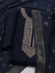 Embroidered Chanderi Unstitched Suit With Dupatta