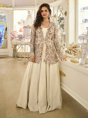 Embroidered Art Silk Gown With Jacket