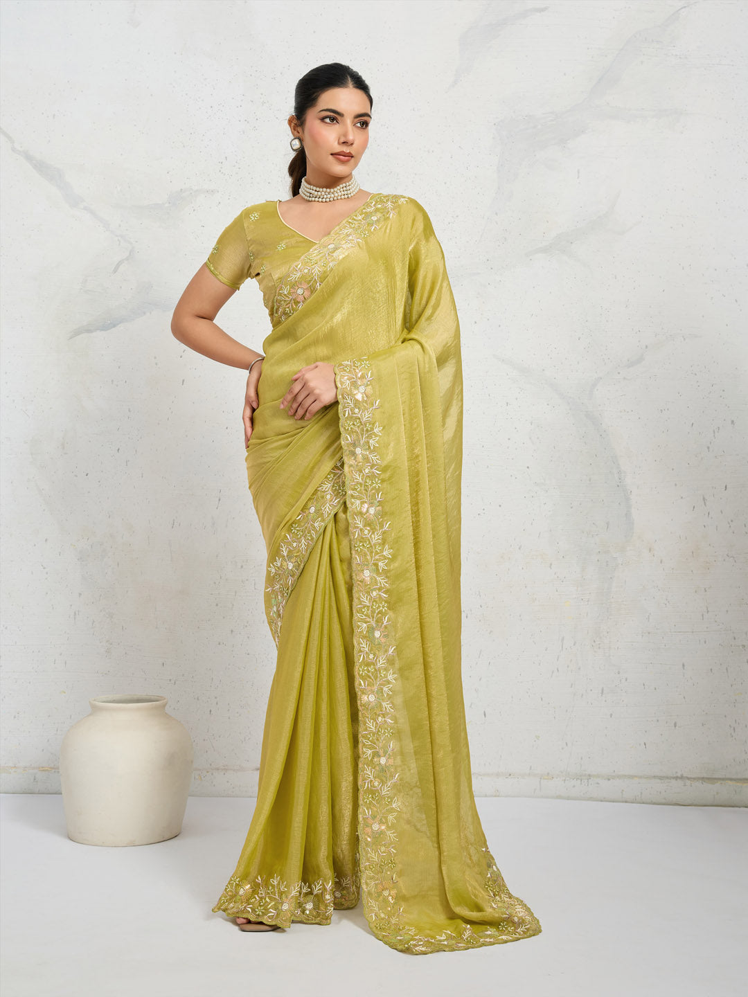 Embroidered Chiffon Saree