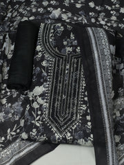 Embroidered Muslin Unstitched Suit With Pant & Dupatta