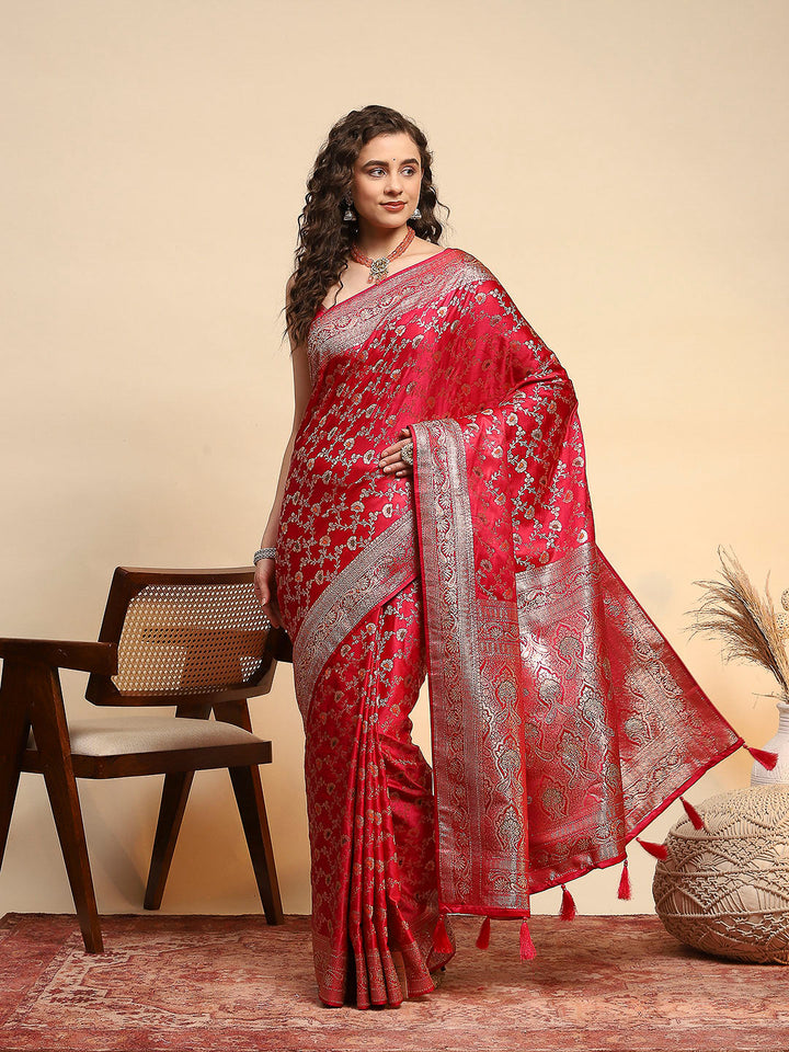 Woven Design Satin Saree