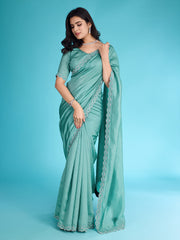 Embroidered Chinon Saree