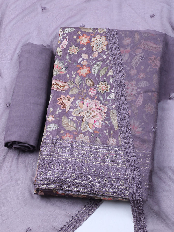 Printed Muslin Unstitched Suit With Dupatta