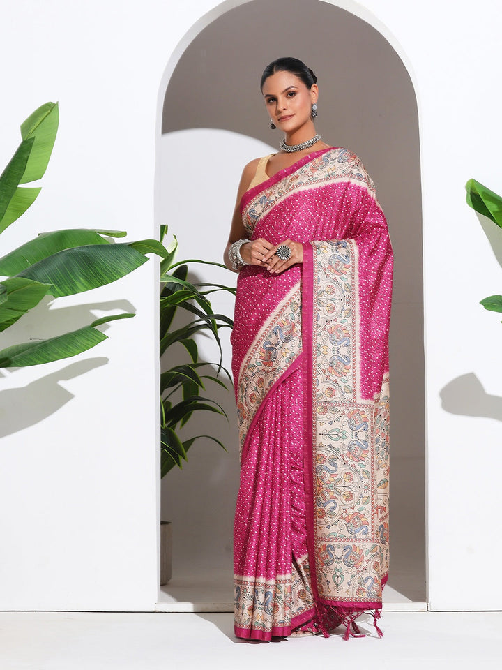 Printed Tussar Silk Saree
