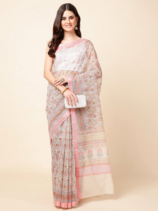 Floral Printed Cotton Saree