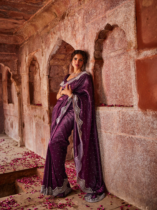 Sequence Embroidery Organza Saree