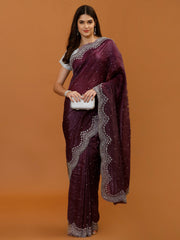 Sequence Embroidery Organza Saree