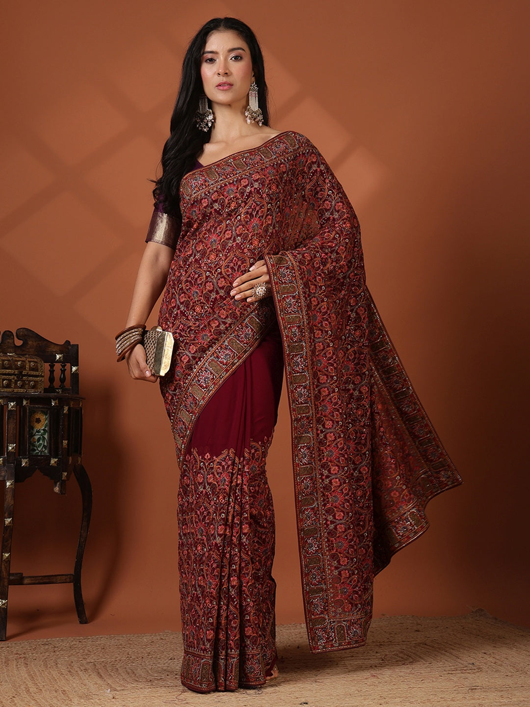 Embroidered Georgette Saree