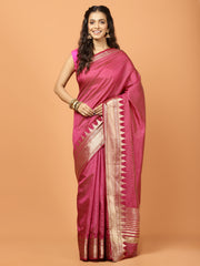 Plain Zari Border Art Silk Woven Saree