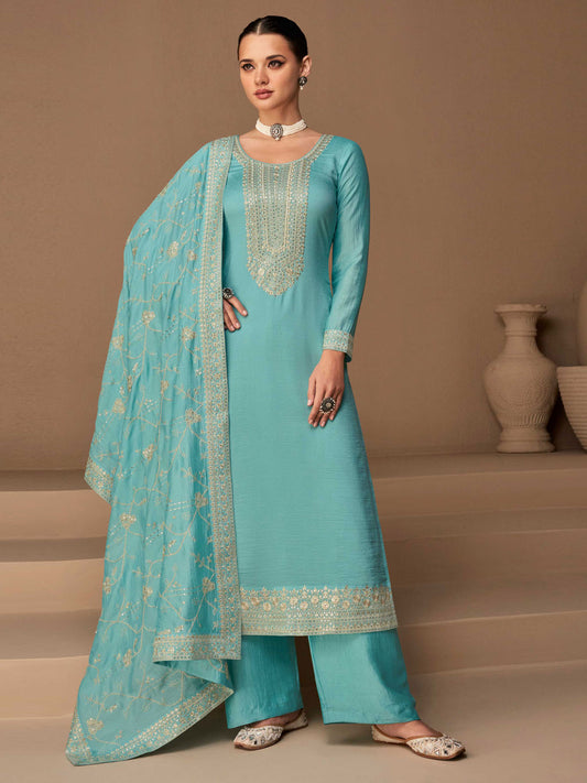 Embroidered & Sequin work Semi Stitched Suit