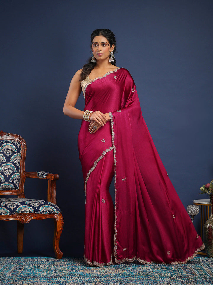 Stone Embroidery Chinnon Saree