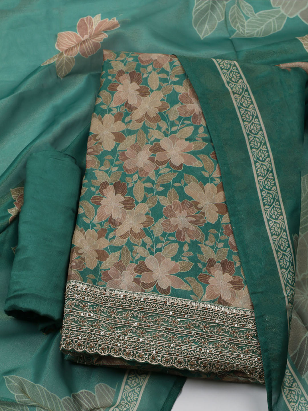 Embroidered Tissue Unstitched Suit With Dupatta