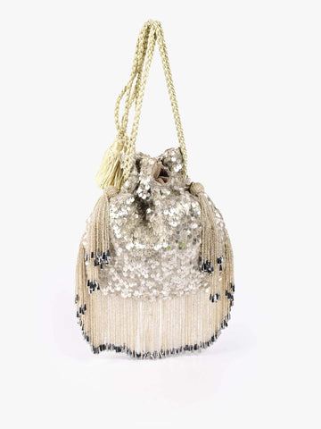 Silver Sequin Embroidered Potli Bag