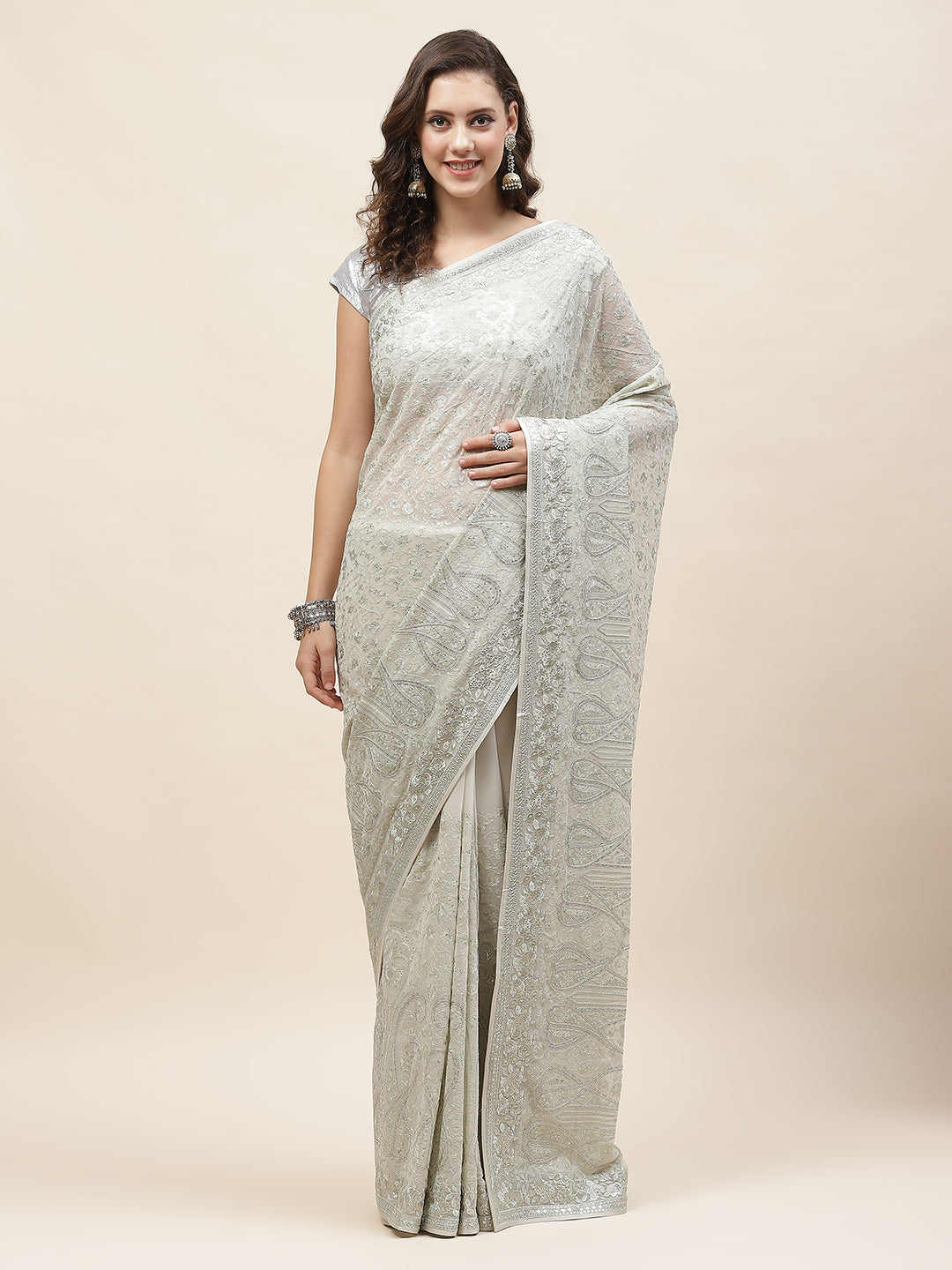 Resham Jaal Embroidery Georgette Saree