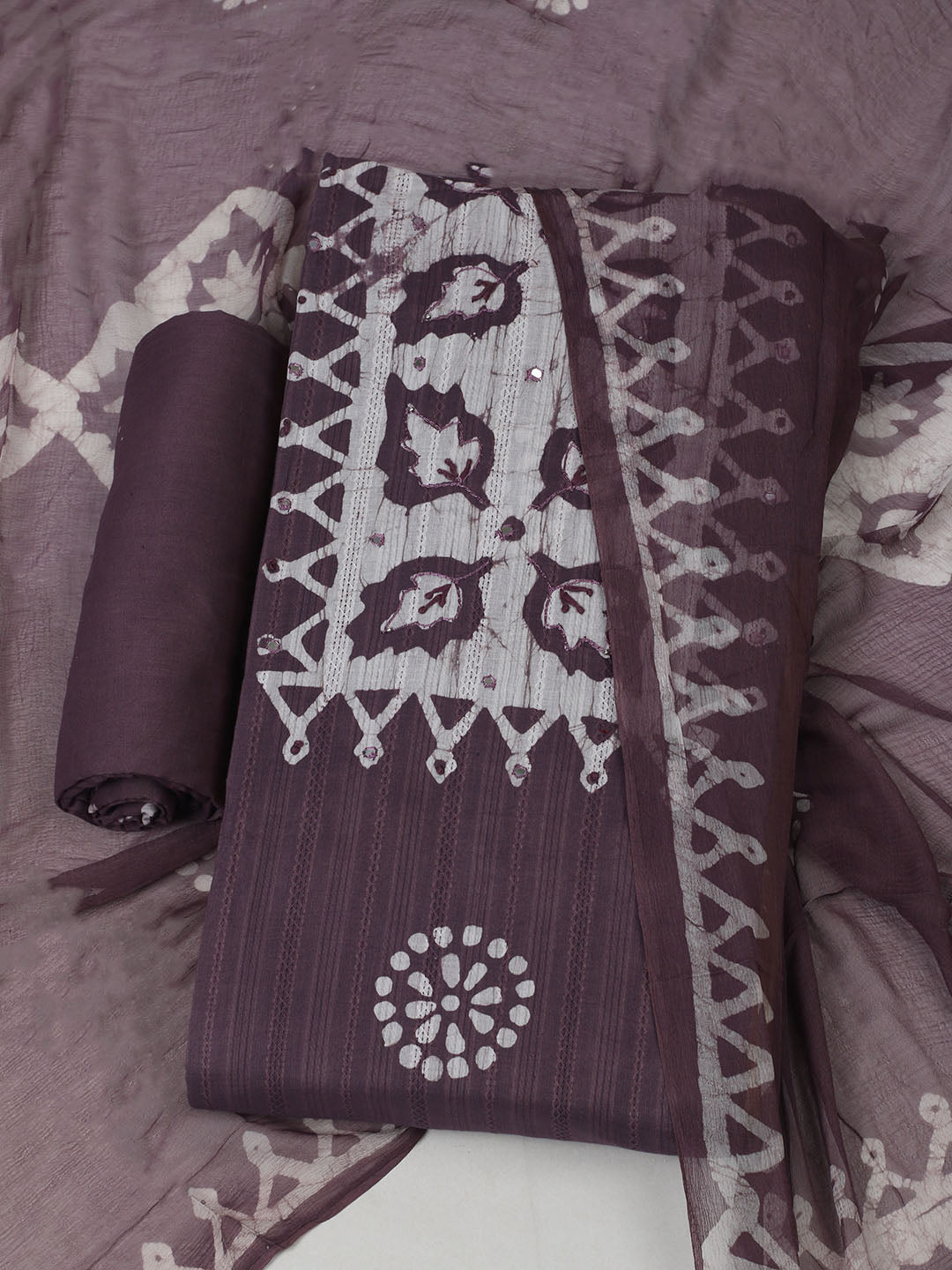 Printed Cotton Unstitched Suit With Pant &amp; Dupatta