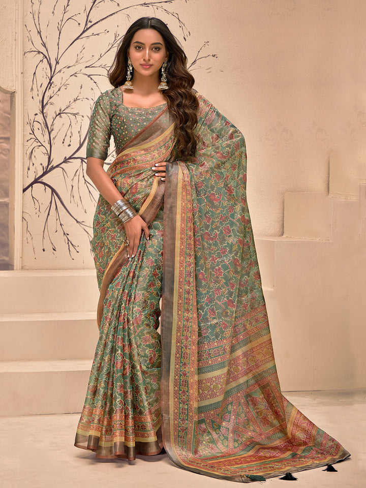 Abstract Printed Art Silk Saree