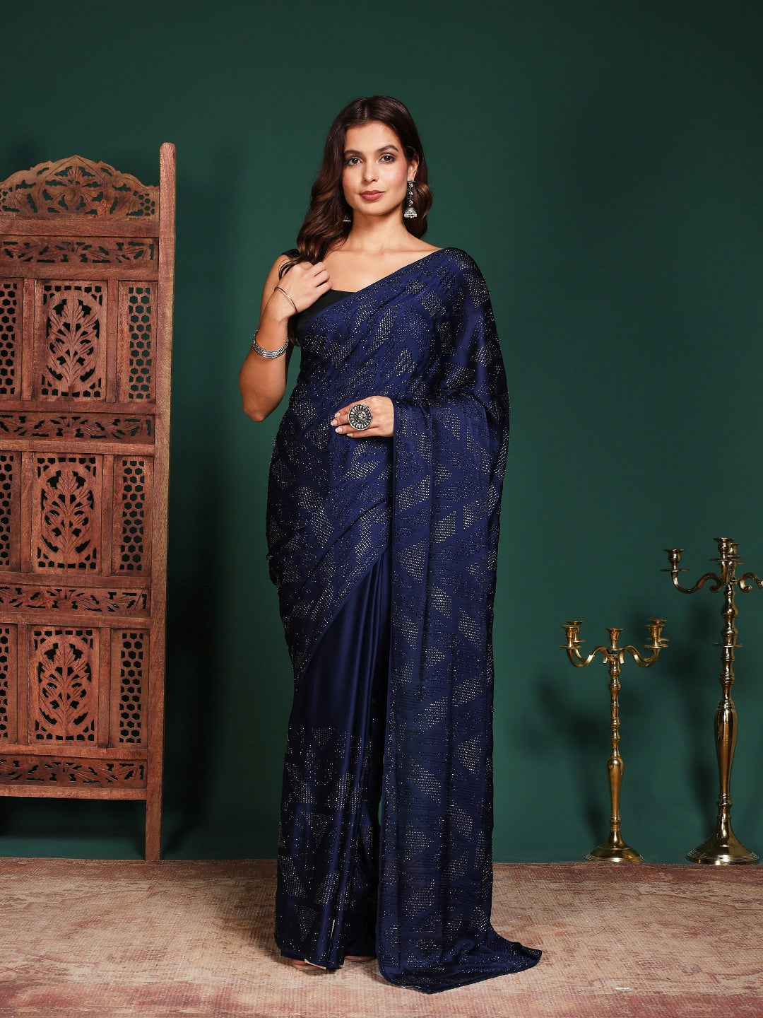 Embroidered Satin Saree