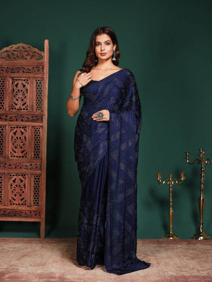 Embroidered Satin Saree