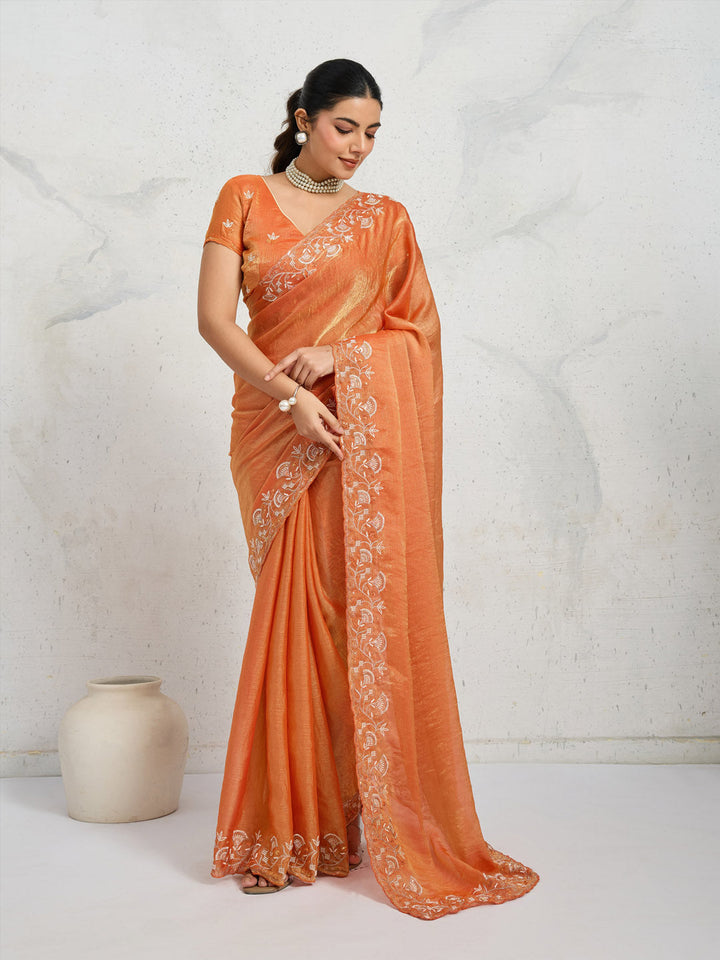 Embroidered Chiffon Saree