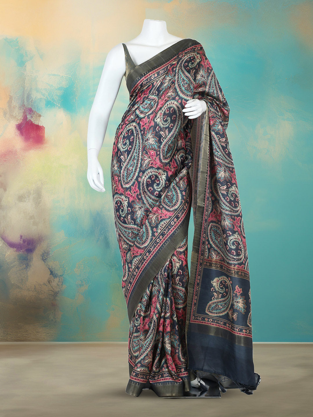 Printed Tussar Saree