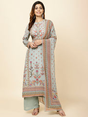 Digital Floral Printed Crepe Kurta With Palazzo & Dupatta