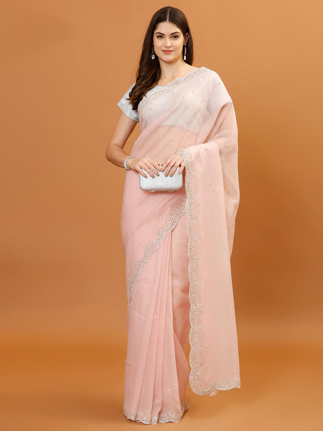 Sequence Embroidery Organza Saree