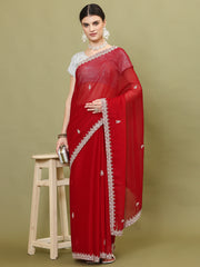 Sequence Embroidery Organza Saree