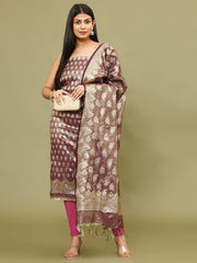 Woven Chanderi Unstitched Suit With Dupatta