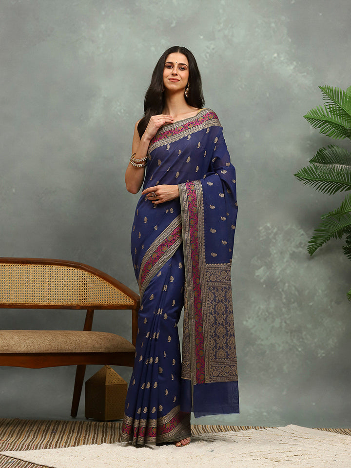 Resham Woven Design Cotton Blend Woven Saree