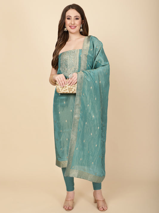 Woven Tissue Unstitched Suit Piece With Dupatta