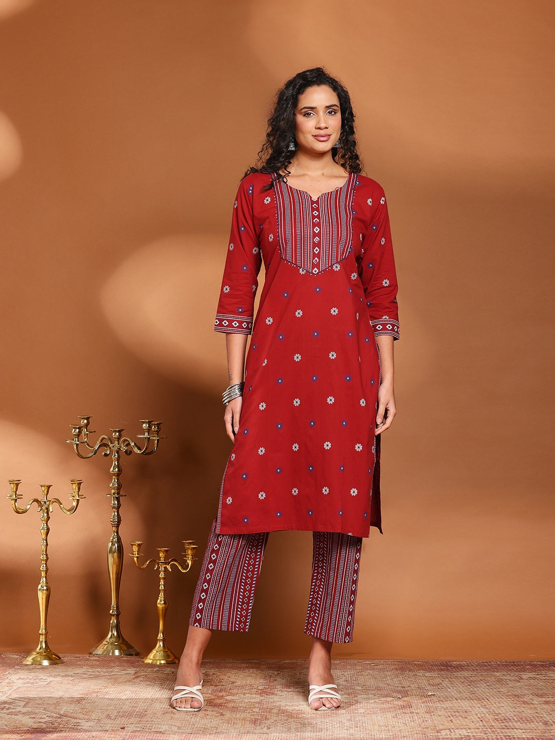 Printed Cotton Blend Kurta With Pant