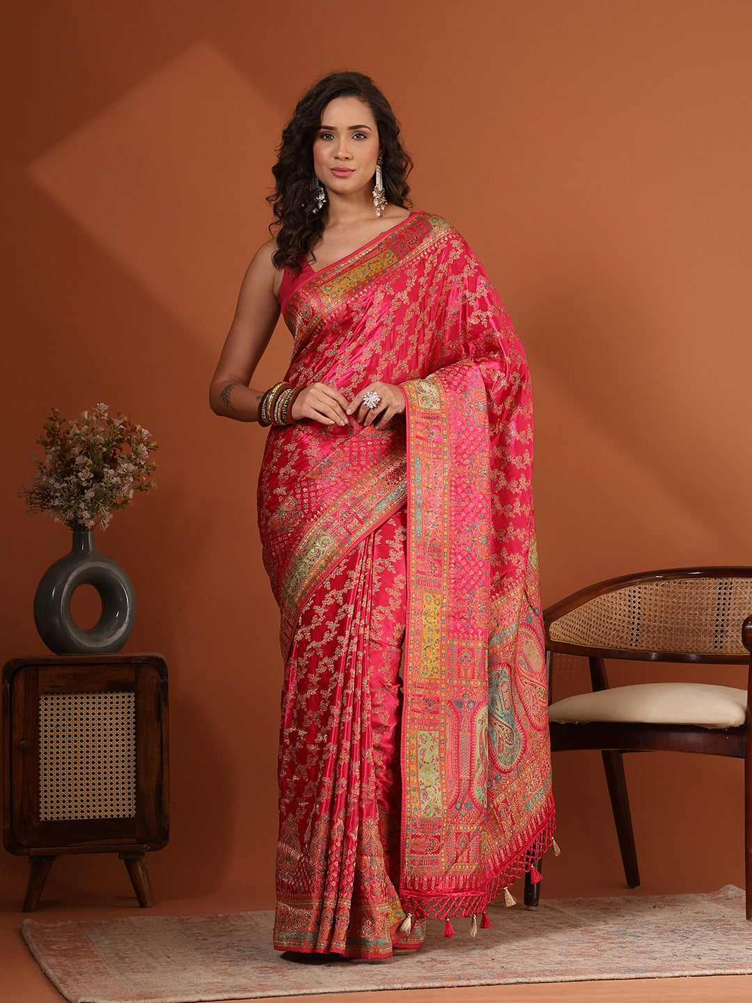 Woven Design Satin Saree
