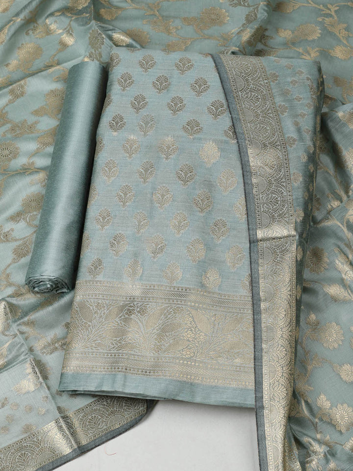 Woven Design Chanderi Unstitched Suit With Pant &amp; Dupatta