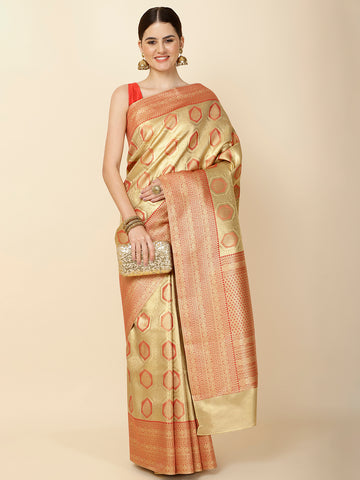 Brocade Zari Jaal Woven Tissue Saree