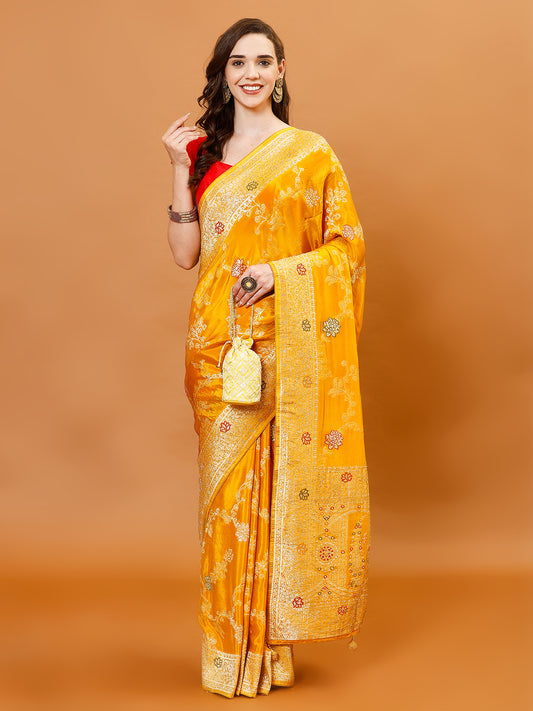 Stone Work Art Crepe Saree