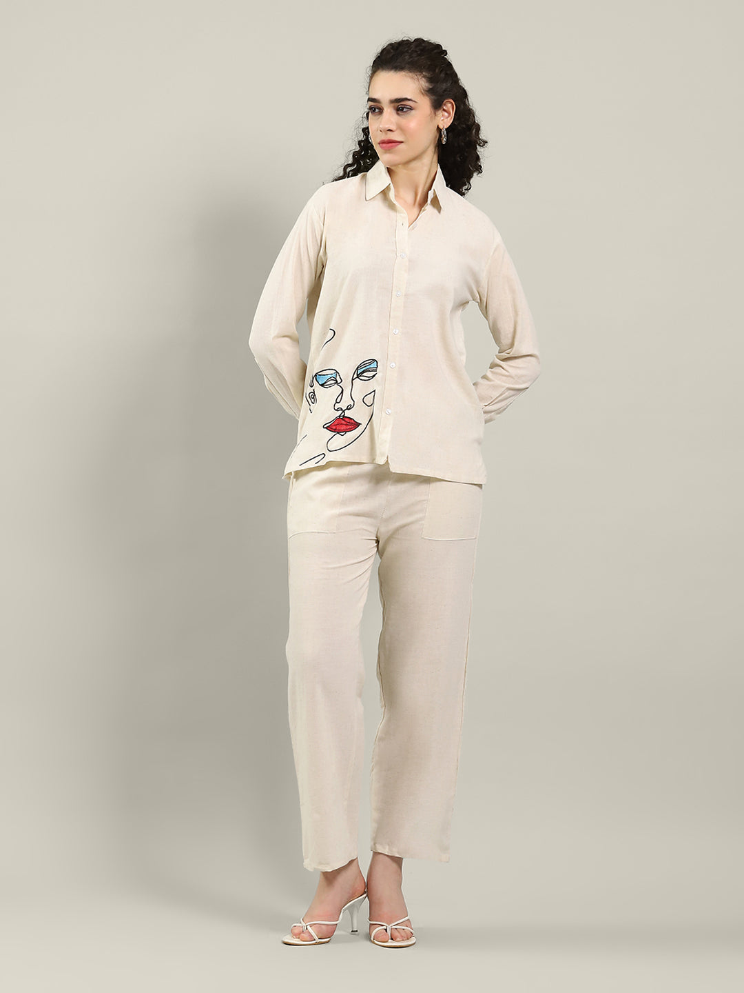 Printed Cotton Blend Kurta With Pants
