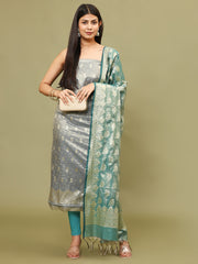 Woven Chanderi Unstitched Suit With Dupatta