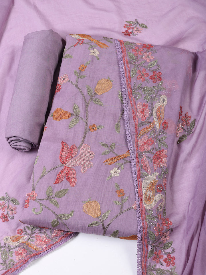 Embroidered Cotton Blend Unstitched Suit With Dupatta