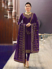 Zari Embroidery Georgette Semi Stitched Suit