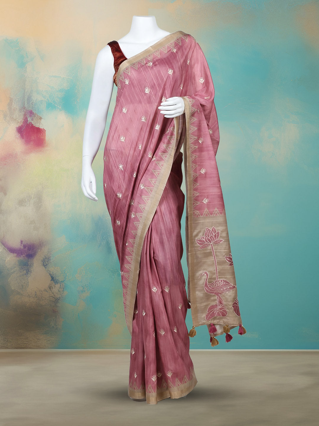 Printed &amp; Embroidered Booti Art Silk Saree