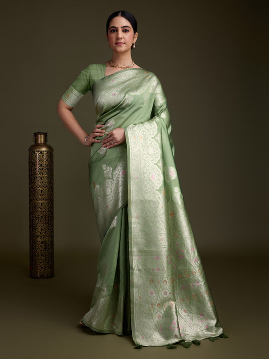 Zari Jaal Woven Art Silk Saree