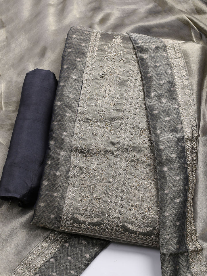 Banarasi Tissue Unstitched Suit With Dupatta
