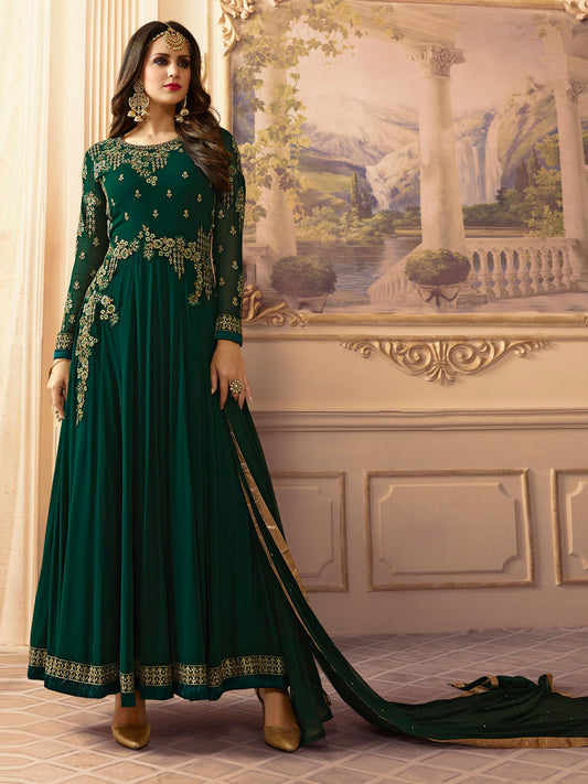 Zari Resham Sequins Work Georgette Semi Stitched Suit