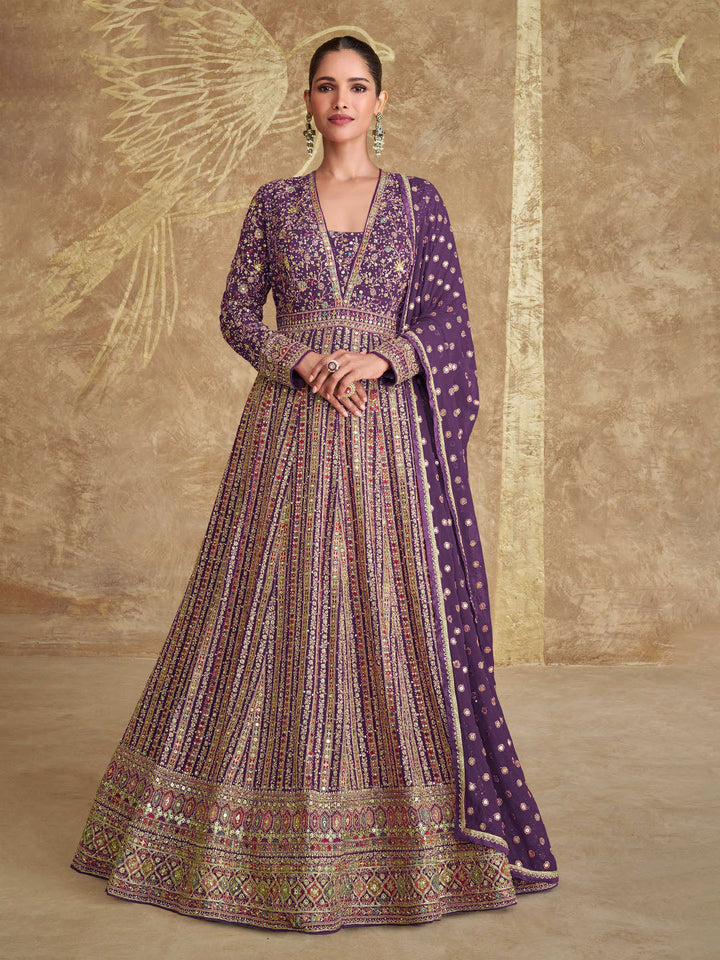 Embroidered Georgette Suit With Pant &amp; Dupatta
