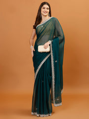 Sequence Embroidery Organza Saree