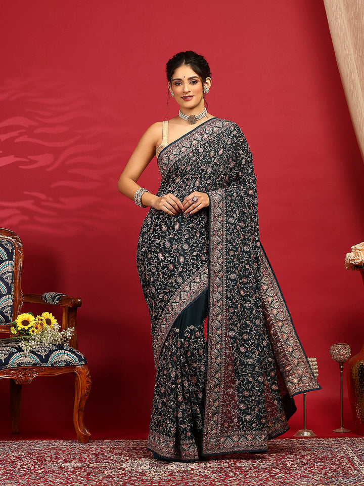Embroidered Georgette Saree