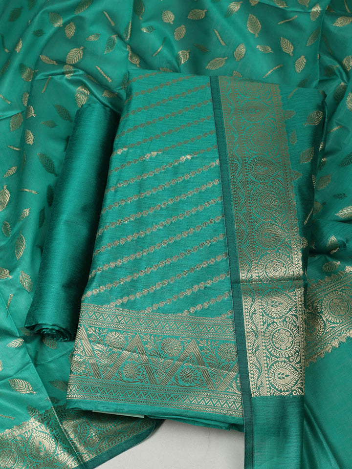 Woven Design Chanderi Unstitched Suit With Pant &amp; Dupatta