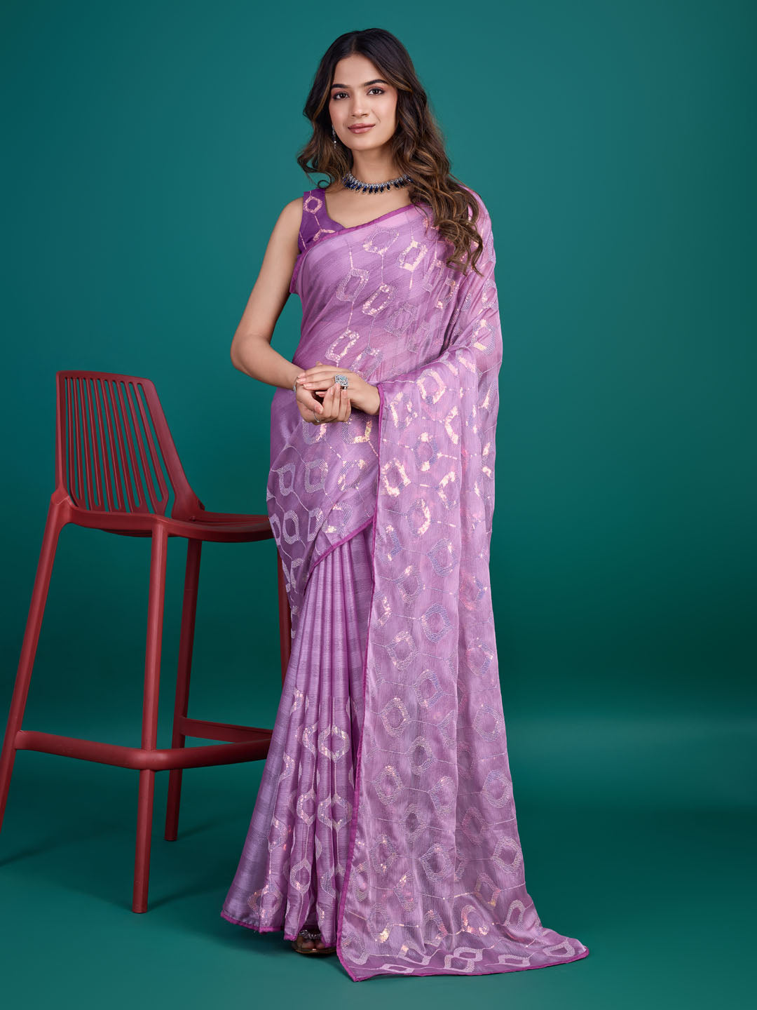 Sequence Embroidery Georgette Saree