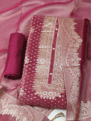 Woven Design Organza Unstitched Suit With Dupatta