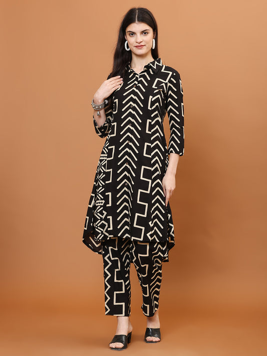 Printed Cotton Blend Kurti With Pants